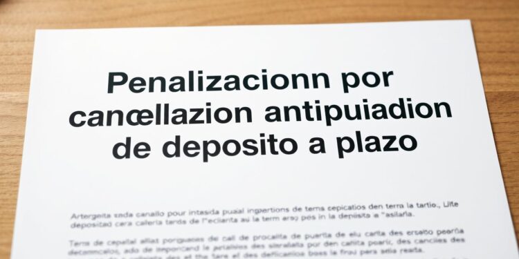 Penalización por cancelación anticipada de depósito a plazo
